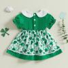imageKuriozud Little Toddler Girl Valentines Day Outfit Puffy Sleeve Heart Dress Cute Princess Dresses Spring ClothesClover Green
