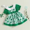 imageKuriozud Little Toddler Girl Valentines Day Outfit Puffy Sleeve Heart Dress Cute Princess Dresses Spring ClothesClover Green