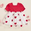 imageKuriozud Little Toddler Girl Valentines Day Outfit Puffy Sleeve Heart Dress Cute Princess Dresses Spring ClothesHeart Red