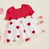 imageKuriozud Little Toddler Girl Valentines Day Outfit Puffy Sleeve Heart Dress Cute Princess Dresses Spring ClothesHeart Red