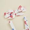 imageKuriozud Newborn Baby Girl Smocked Bubble Romper Floral Halter Jumpsuit Headband Outfit Infant Clothing Cute Summer ClothesAmerican Flag Bow White
