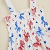imageKuriozud Newborn Baby Girl Smocked Bubble Romper Floral Halter Jumpsuit Headband Outfit Infant Clothing Cute Summer ClothesAmerican Flag Bow White