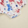 imageKuriozud Newborn Baby Girl Smocked Bubble Romper Floral Halter Jumpsuit Headband Outfit Infant Clothing Cute Summer ClothesAmerican Flag Bow White
