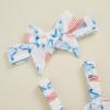 imageKuriozud Newborn Baby Girl Smocked Bubble Romper Floral Halter Jumpsuit Headband Outfit Infant Clothing Cute Summer ClothesAmerican Flag White