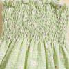 imageKuriozud Newborn Baby Girl Smocked Bubble Romper Floral Halter Jumpsuit Headband Outfit Infant Clothing Cute Summer ClothesDaisy Green