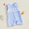 imageKuriozud Smocked Baby Boy Girl Clothes Sleeveless Romper Jumpsuit Overall Newborn Infant Clothing Spring Summer OutfitsEaster Bunny Blue