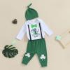 imageKuriozud St Patricks Day Baby Boy Outfit First St Patricks Day Romper and Shamrock Pants Set with Hat 3Pcs Spring Clothes1st Patricks Day Green