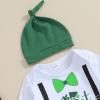 imageKuriozud St Patricks Day Baby Boy Outfit First St Patricks Day Romper and Shamrock Pants Set with Hat 3Pcs Spring Clothes1st Patricks Day Green