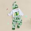 imageKuriozud St Patricks Day Baby Boy Outfit First St Patricks Day Romper and Shamrock Pants Set with Hat 3Pcs Spring Clothes1st Patricks Day White
