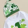 imageKuriozud St Patricks Day Baby Boy Outfit First St Patricks Day Romper and Shamrock Pants Set with Hat 3Pcs Spring Clothes1st Patricks Day White