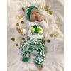 imageKuriozud St Patricks Day Baby Boy Outfit First St Patricks Day Romper and Shamrock Pants Set with Hat 3Pcs Spring Clothes1st Patricks Day White