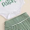 imageKuriozud St Patricks Day Baby Boy Outfit First St Patricks Day Romper and Shamrock Pants Set with Hat 3Pcs Spring ClothesCutest Clover in the Patch