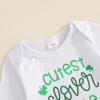 imageKuriozud St Patricks Day Baby Boy Outfit First St Patricks Day Romper and Shamrock Pants Set with Hat 3Pcs Spring ClothesCutest Clover in the Patch