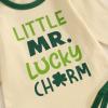 imageKuriozud St Patricks Day Baby Boy Outfit First St Patricks Day Romper and Shamrock Pants Set with Hat 3Pcs Spring ClothesLittle Mr Lucky Charm