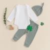 imageKuriozud St Patricks Day Baby Boy Outfit First St Patricks Day Romper and Shamrock Pants Set with Hat 3Pcs Spring ClothesMy 1st Patricks Day Striped