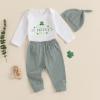 imageKuriozud St Patricks Day Baby Boy Outfit First St Patricks Day Romper and Shamrock Pants Set with Hat 3Pcs Spring ClothesMy 1st Patricks Day Striped