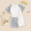imageKuriozud Toddler Baby Boy Summer Outfit Short Sleeve T Shirt Shorts Set 3 6 12 18 24 Months 2T 3T 4T Baby Neutral ClothesCheckerboard Blue