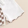 imageKuriozud Toddler Baby Boy Summer Outfit Short Sleeve T Shirt Shorts Set 3 6 12 18 24 Months 2T 3T 4T Baby Neutral ClothesCheckerboard Brown