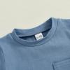 imageKuriozud Toddler Baby Boy Summer Outfit Short Sleeve T Shirt Shorts Set 3 6 12 18 24 Months 2T 3T 4T Baby Neutral ClothesPocket Blue