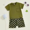 imageKuriozud Toddler Baby Boy Summer Outfit Short Sleeve T Shirt Shorts Set 3 6 12 18 24 Months 2T 3T 4T Baby Neutral ClothesPocket Green