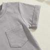 imageKuriozud Toddler Baby Boy Summer Outfit Short Sleeve T Shirt Shorts Set 3 6 12 18 24 Months 2T 3T 4T Baby Neutral ClothesPocket Grey