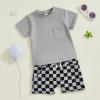 imageKuriozud Toddler Baby Boy Summer Outfit Short Sleeve T Shirt Shorts Set 3 6 12 18 24 Months 2T 3T 4T Baby Neutral ClothesPocket Grey