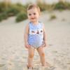 imageKuriozud Unisex Newborn Baby Boy Girl Summer Clothes Sleeveless Bubble Romper Jumpsuit Overall Shorts Infant ClothingAmerican Flag Fireworks Plaid Blue