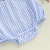 imageKuriozud Unisex Newborn Baby Boy Girl Summer Clothes Sleeveless Bubble Romper Jumpsuit Overall Shorts Infant ClothingAmerican Flag Fireworks Plaid Blue