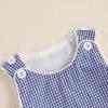 imageKuriozud Unisex Newborn Baby Boy Girl Summer Clothes Sleeveless Bubble Romper Jumpsuit Overall Shorts Infant ClothingPlaid Blue