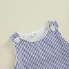 imageKuriozud Unisex Newborn Baby Boy Girl Summer Clothes Sleeveless Bubble Romper Jumpsuit Overall Shorts Infant ClothingStriped Blue