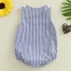 imageKuriozud Unisex Newborn Baby Boy Girl Summer Clothes Sleeveless Bubble Romper Jumpsuit Overall Shorts Infant ClothingStriped Blue