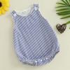 imageKuriozud Unisex Newborn Baby Boy Girl Summer Clothes Sleeveless Bubble Romper Jumpsuit Overall Shorts Infant ClothingStriped Blue