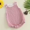 imageKuriozud Unisex Newborn Baby Boy Girl Summer Clothes Sleeveless Bubble Romper Jumpsuit Overall Shorts Infant ClothingStriped Red