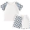 imageKuriozud Toddler Baby Boy Summer Outfit Short Sleeve T Shirt Shorts Set 3 6 12 18 24 Months 2T 3T 4T Baby Neutral ClothesCheckerboard Blue