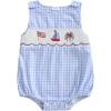 imageKuriozud Unisex Newborn Baby Boy Girl Summer Clothes Sleeveless Bubble Romper Jumpsuit Overall Shorts Infant ClothingAmerican Flag Fireworks Plaid Blue