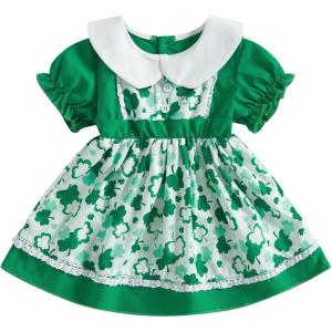 imageKuriozud Little Toddler Girl Valentines Day Outfit Puffy Sleeve Heart Dress Cute Princess Dresses Spring ClothesClover Green