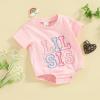 imageKuriozud Brother and Sister Matching Outfits Toddler Baby Boy Girl Short Sleeve Rompers T Shirt Top Sibling Matching OutfitsLil Sis Romper Pink