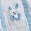 imageKuriozud Newborn Baby Boy Easter Outfit Bunny Romper Top and Pants Set with Bunny Ear Hat Infant 3 Piece Spring ClothesBunny Blue