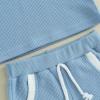 imageKuriozud Newborn Baby Boy Summer Clothes Button Short Sleeve Romper Bodysuit Shorts Set Toddler Soft Waffle OutfitLapel Shirt Blue