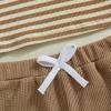 imageKuriozud Newborn Baby Boy Summer Clothes Button Short Sleeve Romper Bodysuit Shorts Set Toddler Soft Waffle OutfitLapel Shirt Striped Khaki