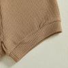 imageKuriozud Newborn Baby Boy Summer Clothes Button Short Sleeve Romper Bodysuit Shorts Set Toddler Soft Waffle OutfitLapel Shirt Striped Khaki
