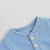 imageKuriozud Newborn Baby Boy Summer Clothes Button Short Sleeve Romper Bodysuit Shorts Set Toddler Soft Waffle OutfitWaffle Blue