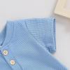 imageKuriozud Newborn Baby Boy Summer Clothes Button Short Sleeve Romper Bodysuit Shorts Set Toddler Soft Waffle OutfitWaffle Blue