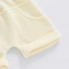imageKuriozud Newborn Baby Boy Summer Clothes Button Short Sleeve Romper Bodysuit Shorts Set Toddler Soft Waffle OutfitWaffle Cream