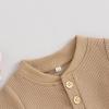 imageKuriozud Newborn Baby Boy Summer Clothes Button Short Sleeve Romper Bodysuit Shorts Set Toddler Soft Waffle OutfitWaffle Khaki