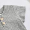 imageKuriozud Newborn Baby Boy Summer Clothes Button Short Sleeve Romper Bodysuit Shorts Set Toddler Soft Waffle OutfitWaffle Light Gray