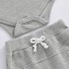 imageKuriozud Newborn Baby Boy Summer Clothes Button Short Sleeve Romper Bodysuit Shorts Set Toddler Soft Waffle OutfitWaffle Light Gray
