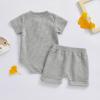 imageKuriozud Newborn Baby Boy Summer Clothes Button Short Sleeve Romper Bodysuit Shorts Set Toddler Soft Waffle OutfitWaffle Light Gray