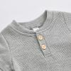 imageKuriozud Newborn Baby Boy Summer Clothes Button Short Sleeve Romper Bodysuit Shorts Set Toddler Soft Waffle OutfitWaffle Light Gray