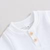 imageKuriozud Newborn Baby Boy Summer Clothes Button Short Sleeve Romper Bodysuit Shorts Set Toddler Soft Waffle OutfitWaffle White